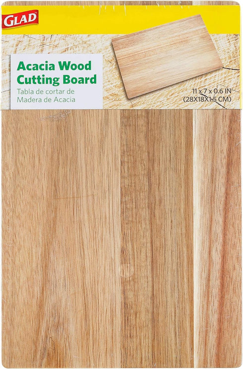 Glad Acacia Wood Cutting Board for Kitchen | Small Reversible Solid Butcher Block | Cooking Supplies for Chopping, Carving, and Serving, 11 x 7 In...