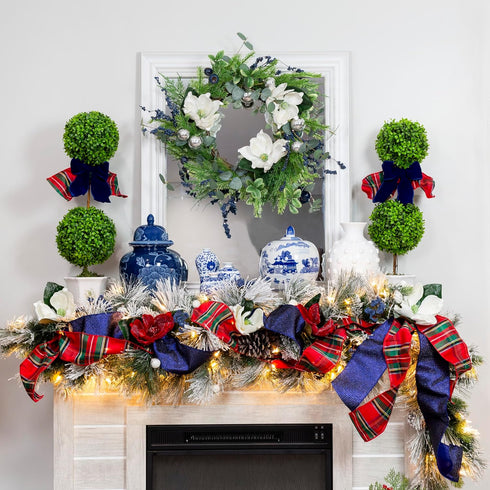 AuldHome Design Blue Berry Greenery Picks (Set of 3, 16-Inch); Juniper Tree Floral Picks for Christmas and Seasonal Decor...