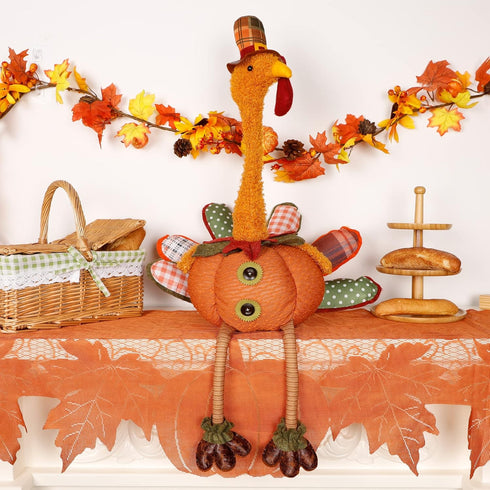 FORUP Thanksgiving Turkey Table Decoration, 32 Inch Turkey Doll for Autumn Fall Harvest Halloween Home Decorations, Male...
