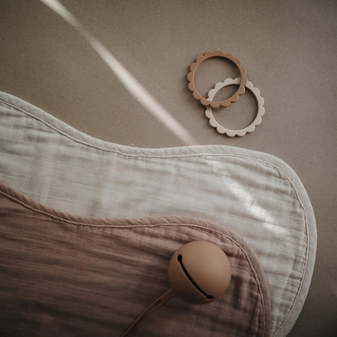 mushie Muslin Baby Burp Cloths | 100% Organic Cotton, Set of 2 (Natural/Fog)...