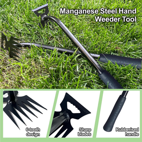 2Pcs Gardening Hand Weeder Tools, 2024 New Weeding Artifact Uprooting Weeding Tool, Manganese Steel Weed Removal TooL, 6 Teethes Dual Purpose Manu...