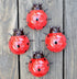 GIFTME 5 Metal Garden Yard Art Decorative 4 Pack Ladybugs Outside Garden Wall Sculptures(RED)...