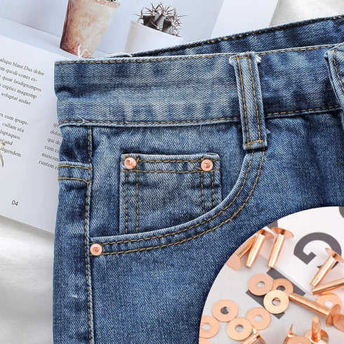 SelfTek 20Pack Copper Rivets and Burrs (14mm and 19mm) with 2Pcs Punch Rivet Tool for Belts, Bags, Collars, Leather-Crafting, Bracelets...