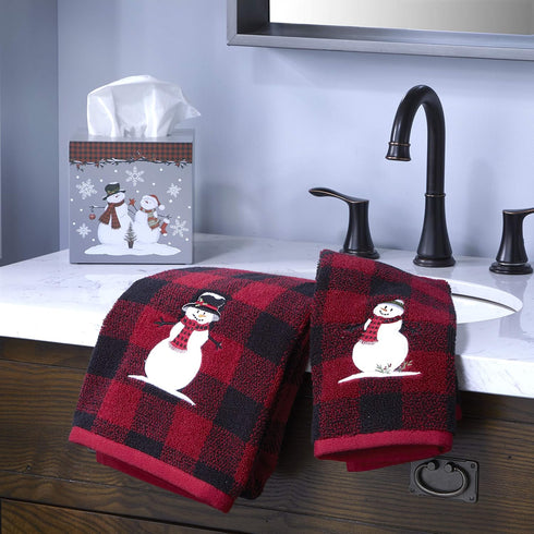 SKL Home Christmas/Gift Woodland Winter Snowman Bath Towel, Red...