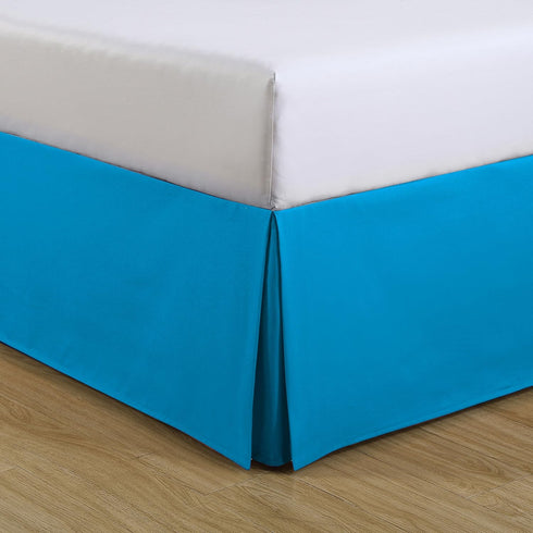 FRESH IDEAS Ideas Kids Twin Bed Skirt - Lux Hotel Tailored Microfiber Bedskirt, Classic 14" Drop Length - Blue...