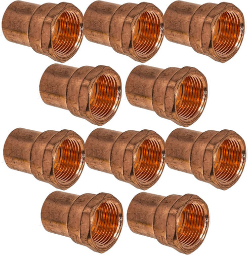 10-Pack 1/2-Inch Copper Female Adapter C x FNPT, Certified Safe for Drinking Water (CWFA0012-10P)...