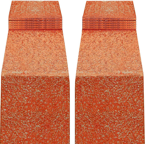 yuboo Burnt Orange Table Runners 12''x 108'', 2 Pack Glitter Sequin Table Cloth for Fall Table Decor, Birthday, Wedding, Bridal Baby Shower Hallow...