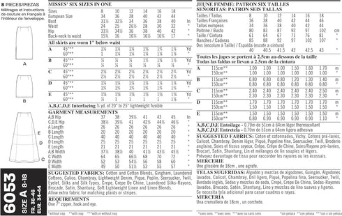 New Look 6053 Misses' Skirts Sewing Pattern, Size A (8-10-12-14-16-18)...