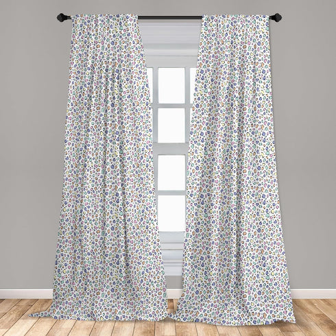 Ambesonne Leopard Print Curtains, Modernized Animal Skin Elements in Pastel Memphis Style Colors Pattern Print, Window Treatments 2 Panel Set for ...