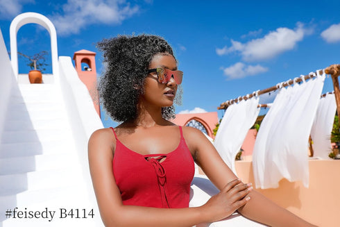 FEISEDY Sunglasses, Rimless Mirrored Sun Glasses with Reflective One-Piece Lens, B4114...