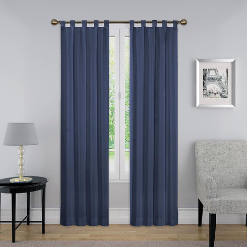 PAIRS TO GO Montana Modern Decorative Tab Top Window Curtains for Bedroom or Living Room (2 Panels), 30" x 84", Indigo...