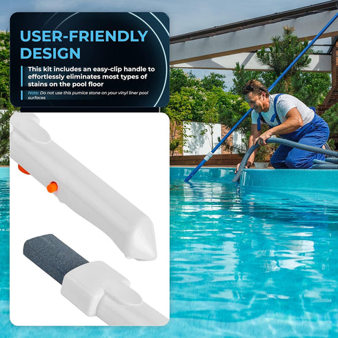 BlueStars 4-Pack Pool Pumice Stone with EZ-Clip Handle Pumice Sticks Stone - Clean Remove Rust Stains on Tiles, Scrub Debris Off Walls, Floors, St...