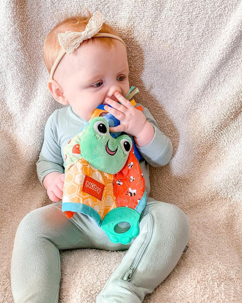 Nuby Teething Blankie Characters May Vary, Red/Yellow/Green/Orange/Blue, 1 Count...