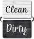 Black & White Wood Clean Dirty Magnet for Dishwasher, Reversible Dishwasher Magnet Clean Dirty Sign, Magnetic Dish Washer Sign Indicator, Rustic F...