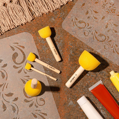 5 PCs Foam Stencil Stippling Brush // Sponge Stippler // Wooden Handle // Paint // Craft // Stenciling...