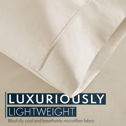 HC Collection Pillow Cases Standard Size/Queen Size Set of 2- Microfiber, Extra Soft Pillowcases - Easy Care & Machine Washable - Cream...