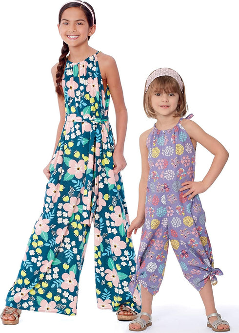 McCall's Learn Girl's Tie and Bell Leg Romper and Jumpsuit, Sizes 7-14 Sewing Pattern, various, White...