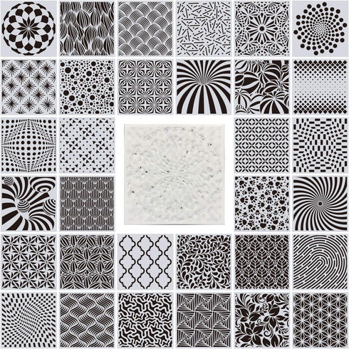 32 Pieces Geometric Stencils 6 x 6 Inch Painting Templates Mandala Stencil for Scrapbooking Cookie Tile Furniture Wall Floor Decor Craft Drawing T...