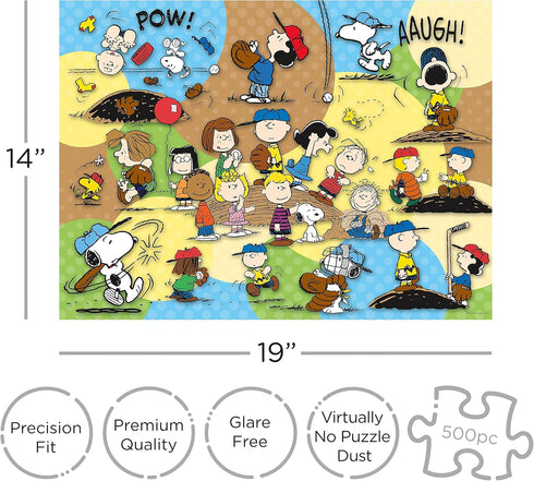 AQUARIUS Peanuts Baseball Puzzle (500 Piece Jigsaw Puzzle) - Officially Licensed Peanuts Merchandise & Collectibles - Glare Free - Precision Fit -...