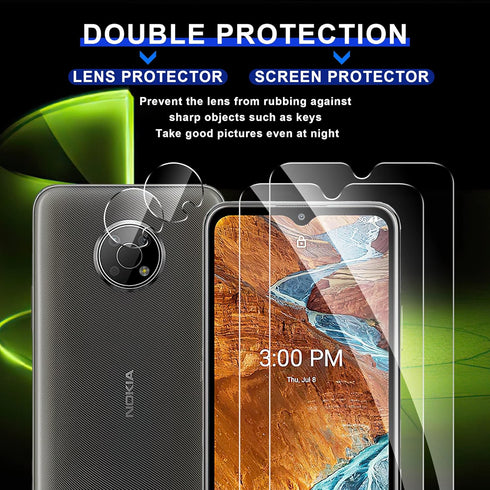 [2+2 Pack Tempered Glass Screen Protector for Nokia G300 5G - and Camera Lens Protector - Anti-fingerprint, Anti-Scratch, HD Clarity...