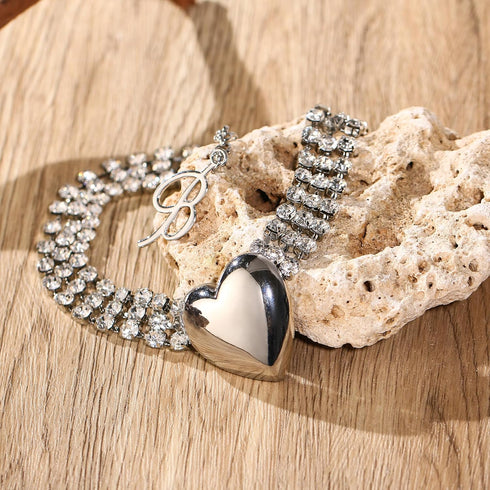 Flyonce Big Heart Choker Necklace, Sparkly Rhinestone Chunky Heart Necklaces Jewelry Gifts for Women...