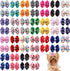 PET SHOW 50Pcs/25Pairs Paw Pattern Small Dog Hair Bows Bulk with Rubber Bands for Medium Dogs Cats Puppy shih tzu Rhinestone Bowknot Topknot Yorki...