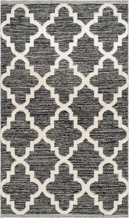 SAFAVIEH Montauk Collection Accent Rug - 2'6" x 4', Black & Ivory, Handmade Trellis Cotton, Ideal for High Traffic Areas in Entryway, Living Room,...