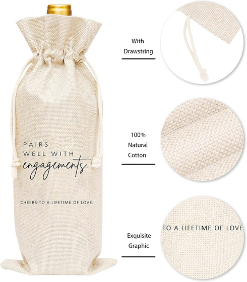Wedding Gift Wine Bags, Burlap Wine Bottle Cover Bag For Engagement, Bridal Shower, Bridesmaid, Bachelorette Party Favor, 1 Pc Wine Bag (A32)...