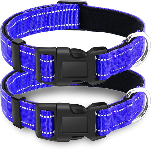 2 Pack Reflective Dog Collar with Safety Locking Buckle, Adjustable Soft Breathable Comfortable Nylon Pet Collar for Small, Medium and Large Dogs,...