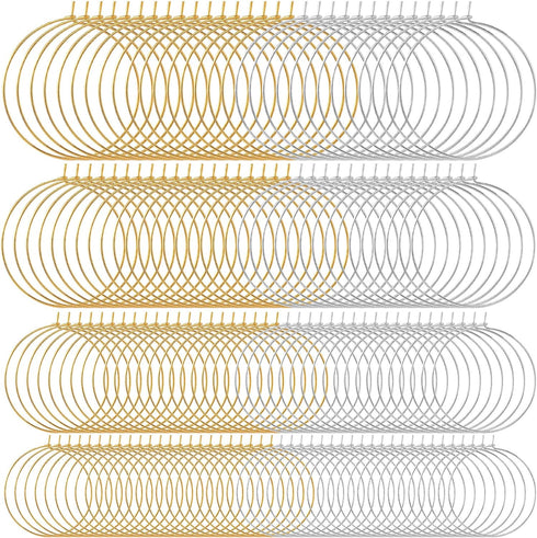 OIIKI 280PCS Earring Beading Hoops, 4 Sizes Gold/Silver Plated Hoop Earring Findings, Open Hoops, Metal Earring Rings, Round Earring Beading Decor...