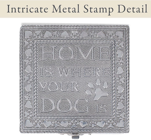 Cottage Garden Home Dog Pawprint Silver Tone Metal Jewelry Keepsake Box...