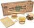 Jungle Culture 4 Piece Bamboo Dish Brush Set for Washing Up • Long Lasting Wooden Dish Brush with 3 Replacement Heads & Loofah Sponge Scourer • Ec...