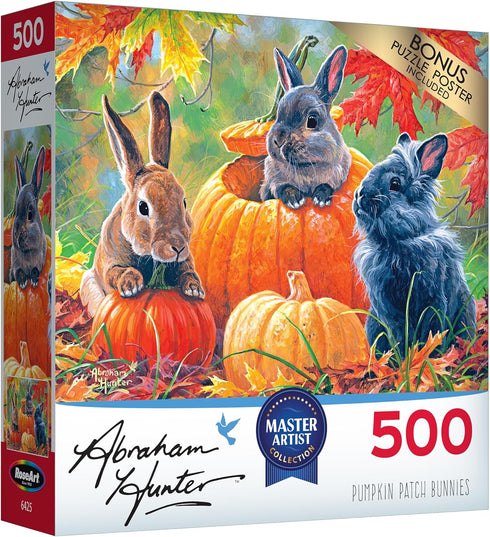 RoseArt - Abraham Hunter - Pumpkin Patch Bunnies - 500 Piece Jigsaw Puzzle for Adults...