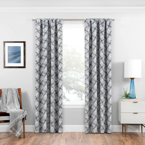 ECLIPSE Benchley Mid Century Modern Blackout Thermal Rod Pocket Window Curtains for Bedroom or Living Room (1 Panel), 37 in x 84 in, Charcoal...
