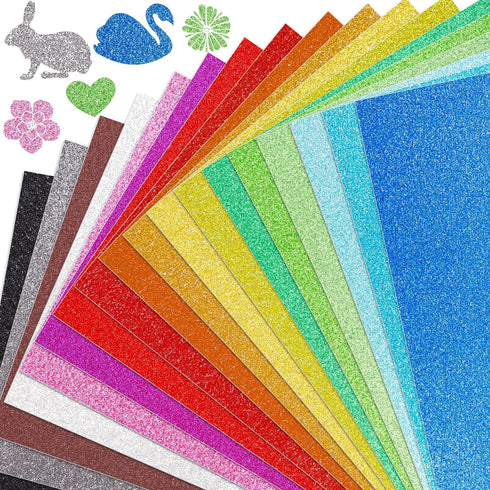 BigOtters Glitter Cardstock Paper, 20 Sheets 10 Colors Premium Glitter Paper for Crafts, 250 GSM Sparkly Card Stock Paper for Card Making, Scrapbo...