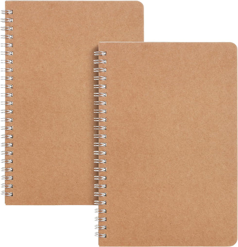 Mr. Pen- Spiral Notebook, A5, Kraft Cover, 2 Pack, 80 Pages, Sketch Book, Drawing Notebook, Notebook Spiral, Spiral Bound Notebook, Spiral Sketchb...