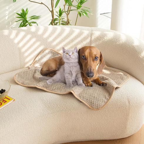 Waterproof Dog Blankets for Small Dogs, Small Cat Blanket Washable for Couch Protection, Fluffy Fleece Puppy Blanket, Light Brown, S...
