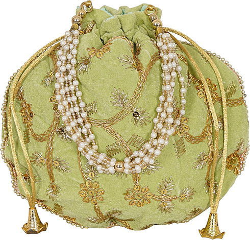 Radharani Arts 01 PC Women Handicrafts and jewellery Designer Velvet Potli Bags or Wristlets or rajasthani batwa for Wedding & Parties, Best for g...