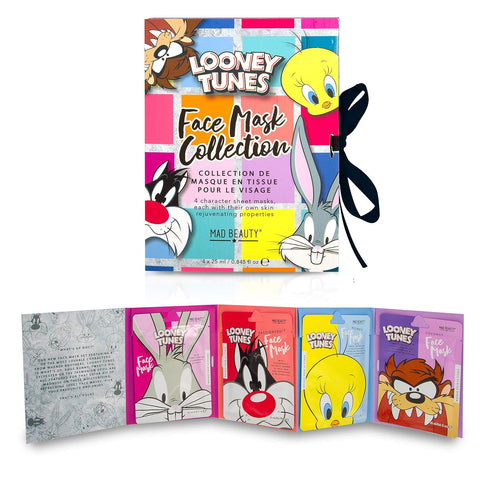 MAD Beauty Looney Tunes Character Sheet Face Mask Booklet (4-Pack) | Bugs Bunny, Sylvester, Tweety, Taz | Strawberry, Passionfruit, Honey | Skinca...