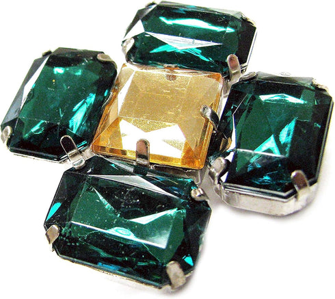 Linpeng Multi-Purpose Flower Shape Acrylic Jewel Stone Pin Brooch-FSBR-12-Green, Green...
