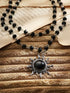 Sacina Gothic Black Sun Necklace, Black Sun Crystal Pendant, Black Bead Choker Necklace, Gothic Necklace, Goth Necklace, Halloween Christmas New Y...