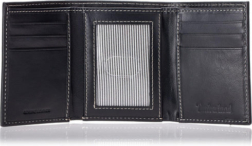 Timberland mens Leather Trifold Wallet With Id Window, Black (Cloudy), One Size...