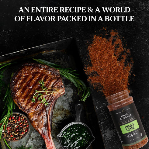 Chili Lime Spice | Recipe in a Bottle | Premium Blend Spice for Gourmet Cooking | No-Addition Needed, Versatile Culinary Season | Simply Gourmet b...