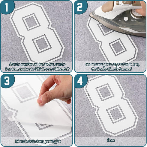 WILLBOND 24 Pcs Iron on Numbers, Jersey Heat Transfer Numbers 0 to 9 for Team Uniform Sports T-Shirt Football Basketball Baseball (8 Inch)...