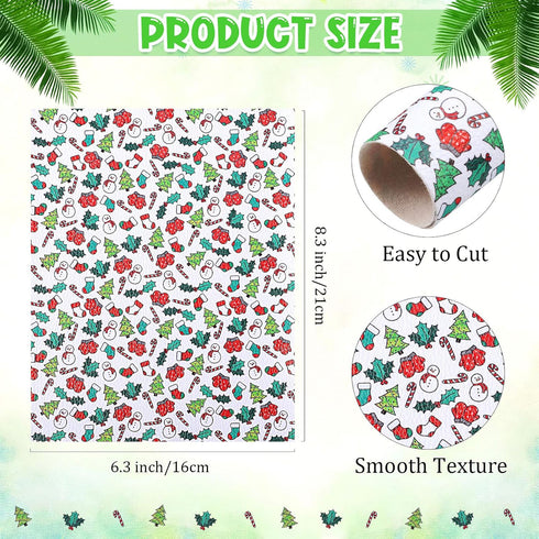 Weewooday 18 Pieces Christmas Faux Leather Sheets Thanksgiving Halloween Fabric Synthetic Leather Sheets for Holiday DIY Earrings Bows, 6. 3 x 8. ...