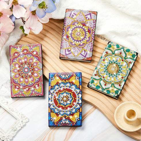 Patelai 4 Pcs Diamond Mandala Flower Notebook Kits 3 x 5 In DIY Mandala Cover Notebook Crystal Mandala Journal Notebook Sketchbook Notepad for Men...