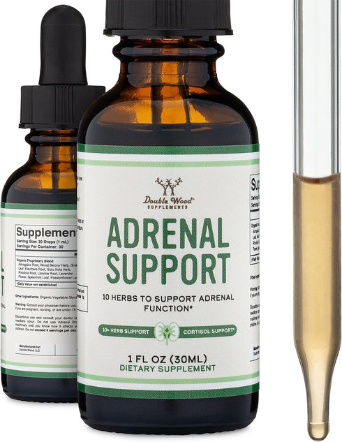 Adrenal Support Supplements (Liquid Drops) - 10 Organic Adaptogens for Adrenal Fatigue (One Month Supply) Cortisol Manager for Stress Relief (10 A...