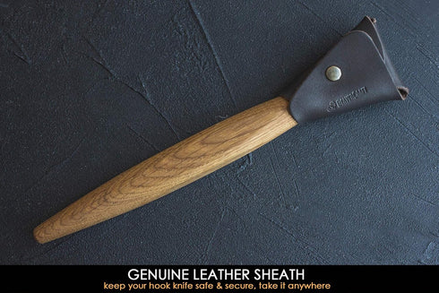 BeaverCraft Wood Carving Hook Knife 2" with Leather Sheath - Spoon Carving Tools Curved Knife for Spoons Bowls Cups - Double Sided Sharpening Whit...