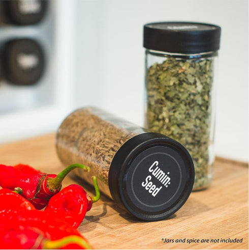 AllSpice Ultimate Spice label Set 525 Preprinted Water Resistant Round Spice Jar Labels Set 1.5" with Extra Fine White Paint Pen(Modern Black)...