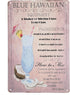 8" x 12" Popular Cocktails and Drink Mix Recipes Menu on Metal Tin Sign Wall Decor Plaque Poster (Blue Hawaiian)...